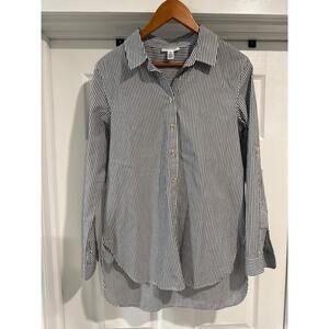 Calvin Klein Button Up 100% Cotton Grey and White Women's Size Medium